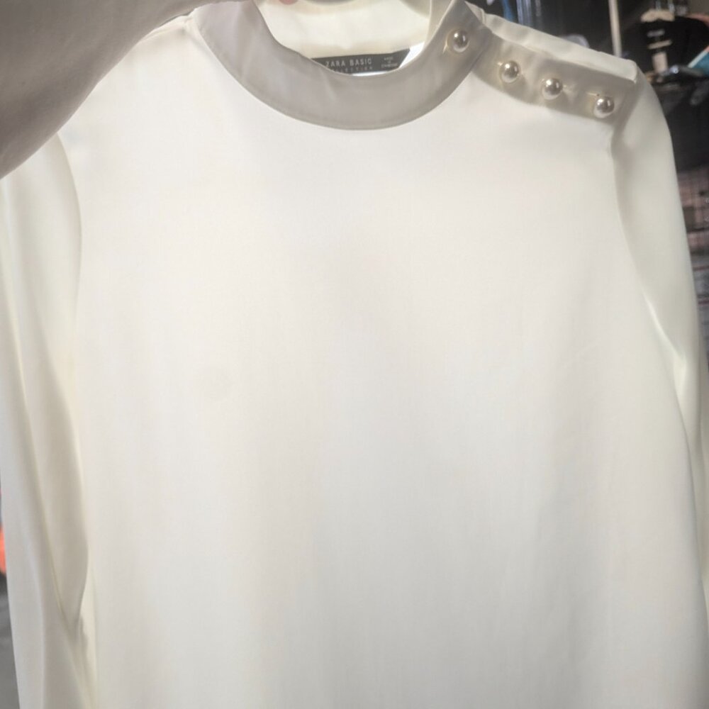 Zara Basic Collection Size Medium Off White Blouse - image 14